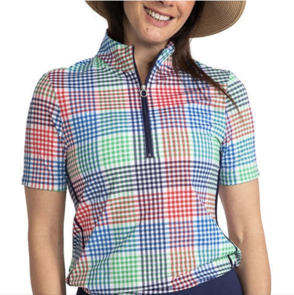 Kinona‎ Keep it Covered Shirt Plaid Small Golf Zippered